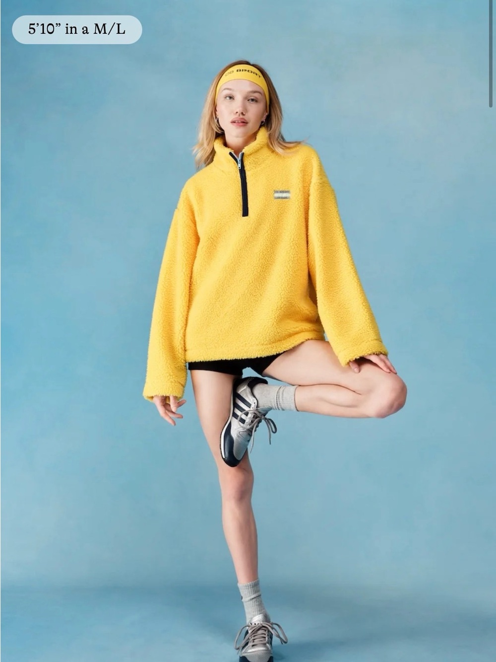 Women's Yellow Sherpa Half-Zip Turtleneck Pullover SIZE M/L